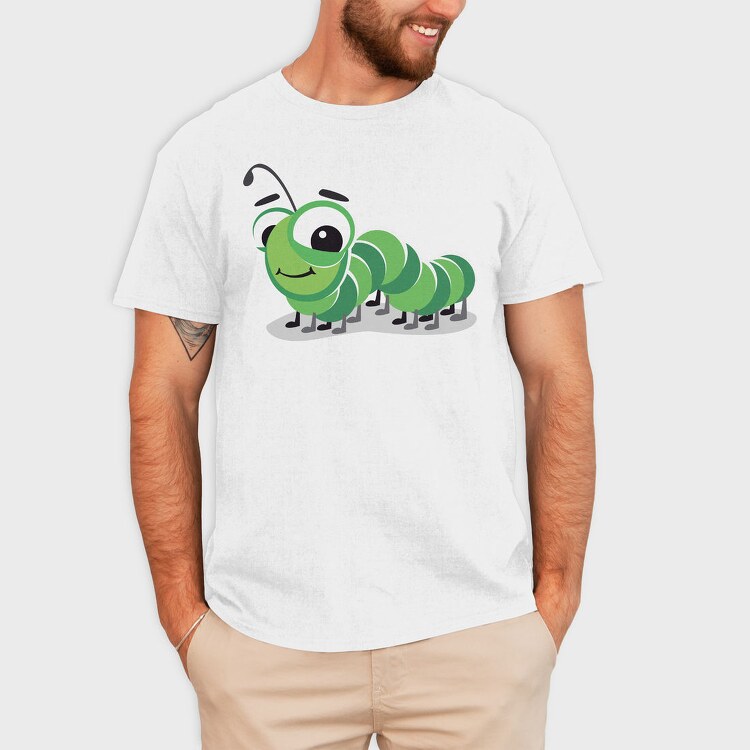 Green Caterpillar Smile, Tricou Barbati (Unisex)