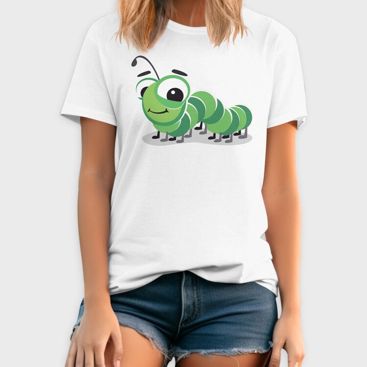 Green Caterpillar Smile, Tricou Barbati (Unisex)