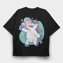 Wine Unicorn Cartoon Drinking, Tricou Oversize Barbati (Unisex)