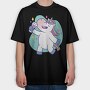 Wine Unicorn Cartoon Drinking, Tricou Oversize Barbati (Unisex)