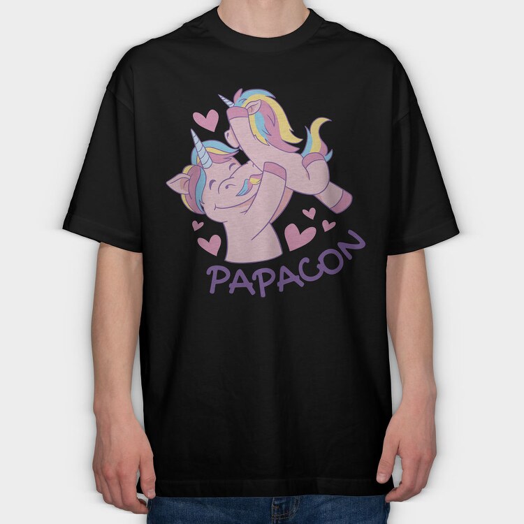 Unicorn Dad Cartoon Papacorn, Tricou Oversize Barbati (Unisex)