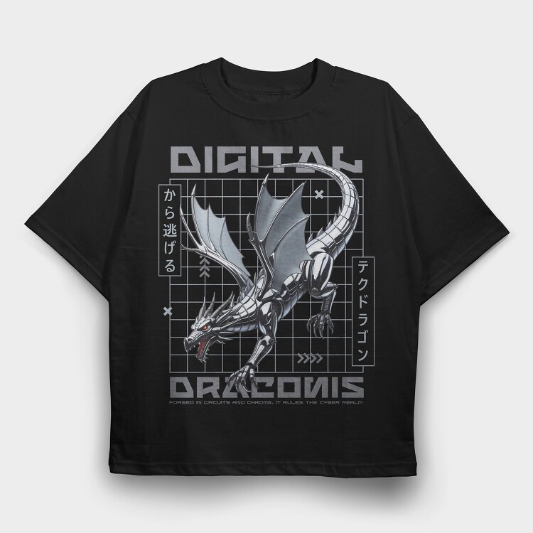 Digital Dragon Trend, Tricou Oversize Barbati (Unisex)