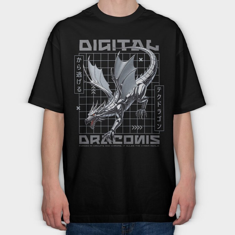 Digital Dragon Trend, Tricou Oversize Barbati (Unisex)