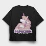 Unicorn Daddy And Baby Papacorn, Tricou Oversize Barbati (Unisex)