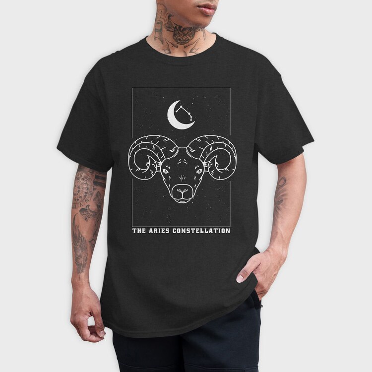 Aries Constellation Zodiac Line Art, Tricou Barbati (Unisex)