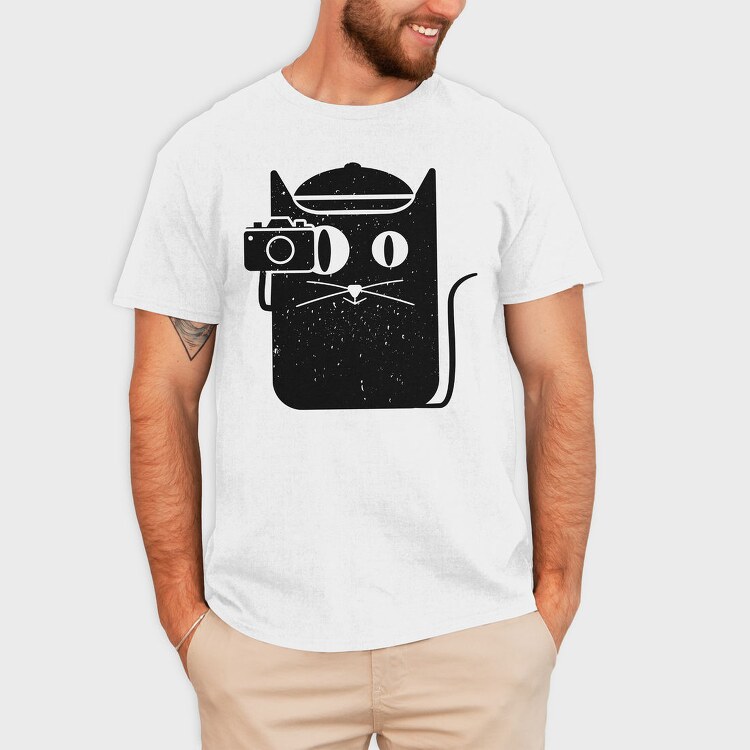 Cat And Camera, Tricou Barbati (Unisex)