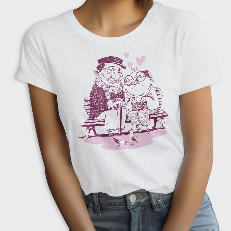 Romantic Old Couple Love Mug, Tricou Femei