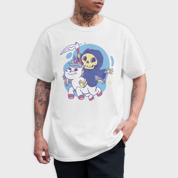 Grim Reaper On Unicorn, Tricou Barbati (Unisex)