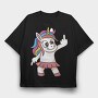 Unicorn Finger Gesture, Tricou Oversize Barbati (Unisex)