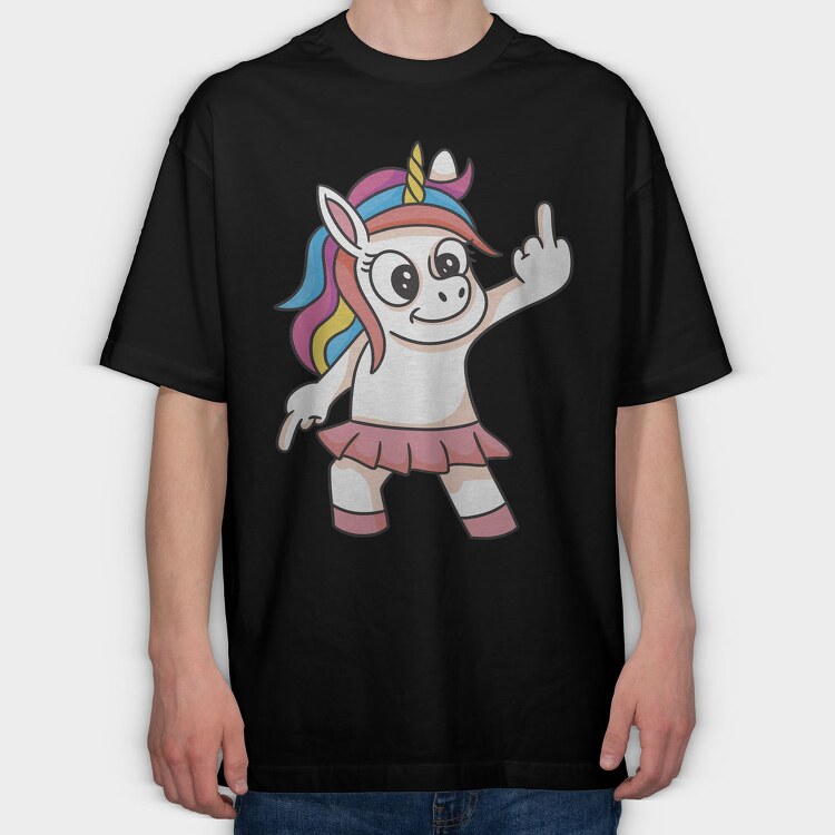 Unicorn Finger Gesture, Tricou Oversize Barbati (Unisex)