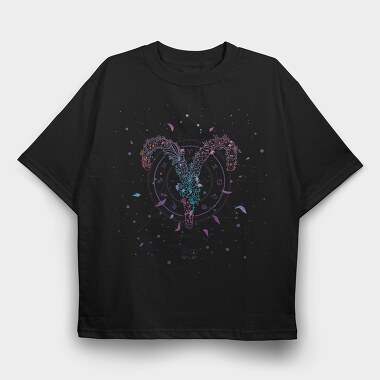 Aries Floral Zodiac Sign, Tricou Oversize Barbati (Unisex)