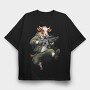 Armed Cow Character, Tricou Oversize Barbati (Unisex)