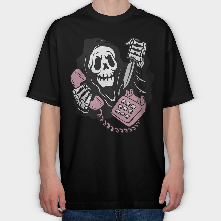 Grim Reaper Phone The, Tricou Oversize Barbati (Unisex)