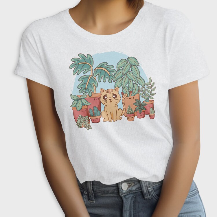 Cat And Plants, Tricou Femei
