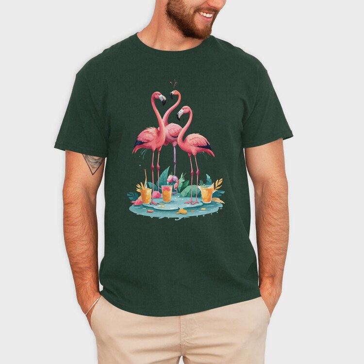 Three Flamingos, Tricou Barbati (Unisex)