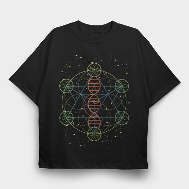 Dna Geometric Flower Of Life, Tricou Oversize Barbati (Unisex)
