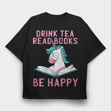 Unicorn Reading, Tricou Oversize Barbati (Unisex)