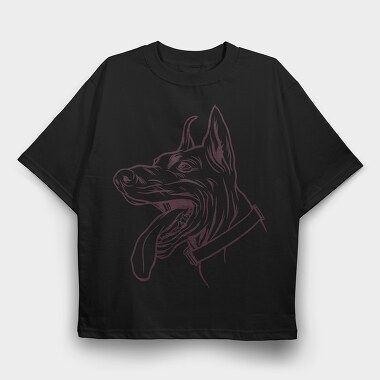 Dobermann Dog, Tricou Oversize Barbati (Unisex)
