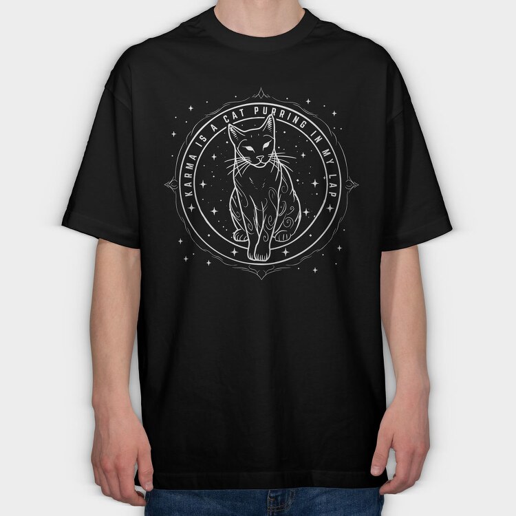 Astrology Cat Karma, Tricou Oversize Barbati (Unisex)