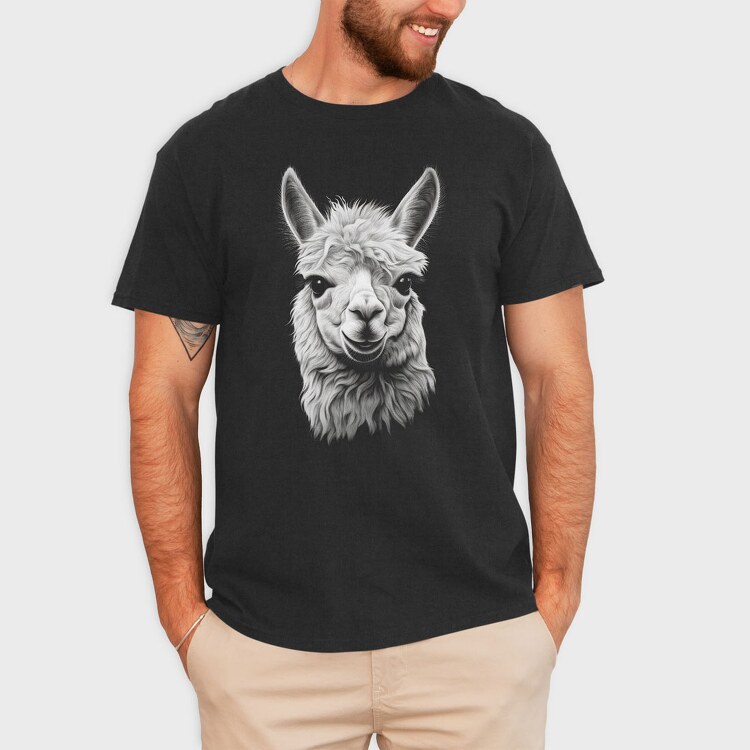 Llama Portrait, Tricou Barbati (Unisex)