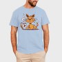 Cat Drinking Coffee, Tricou Barbati (Unisex)
