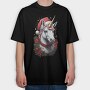 Unicorn With Christmas Hat, Tricou Oversize Barbati (Unisex)