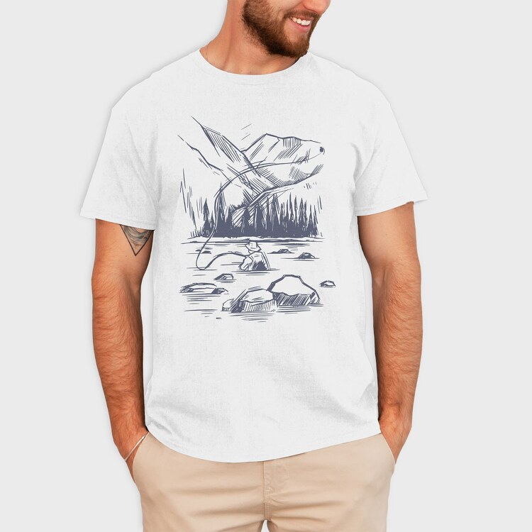 Monochrome Fisherman, Tricou Barbati (Unisex)