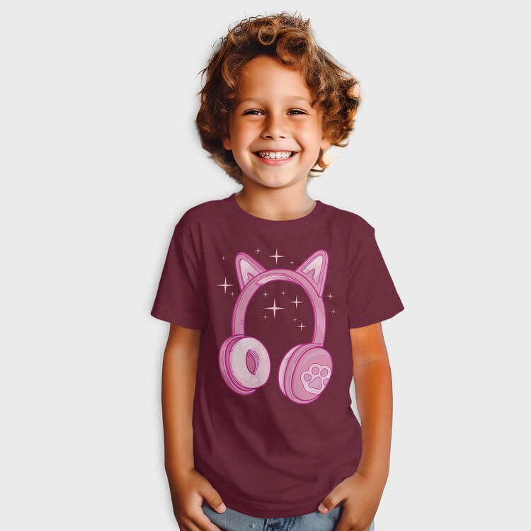 Kawaii Pink Headphones, Tricou Copii