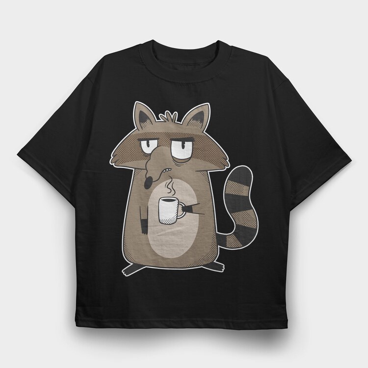 Grumpy Raccoon Coffee, Tricou Oversize Barbati (Unisex)