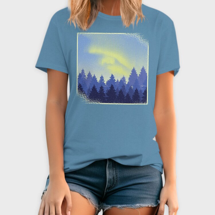 Aurora Borealis Landscape Winter Forests, Tricou Barbati (Unisex)