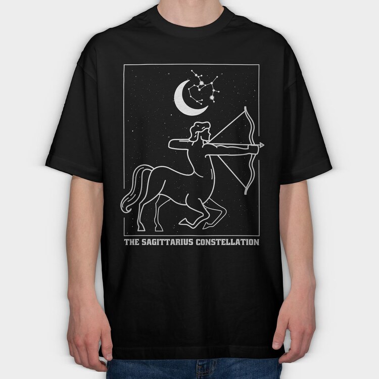 Sagittarius Zodiac Constellation, Tricou Oversize Barbati (Unisex)