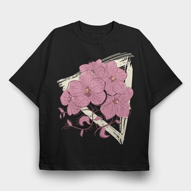 Grunge Triangle Flowers, Tricou Oversize Barbati (Unisex)