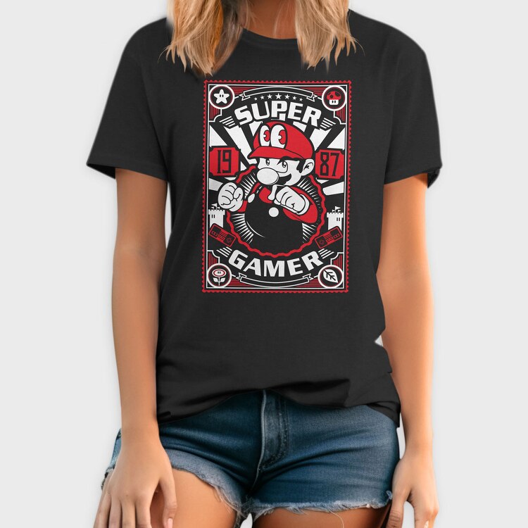 Super Gamer 1987 Mario, Tricou Barbati (Unisex)