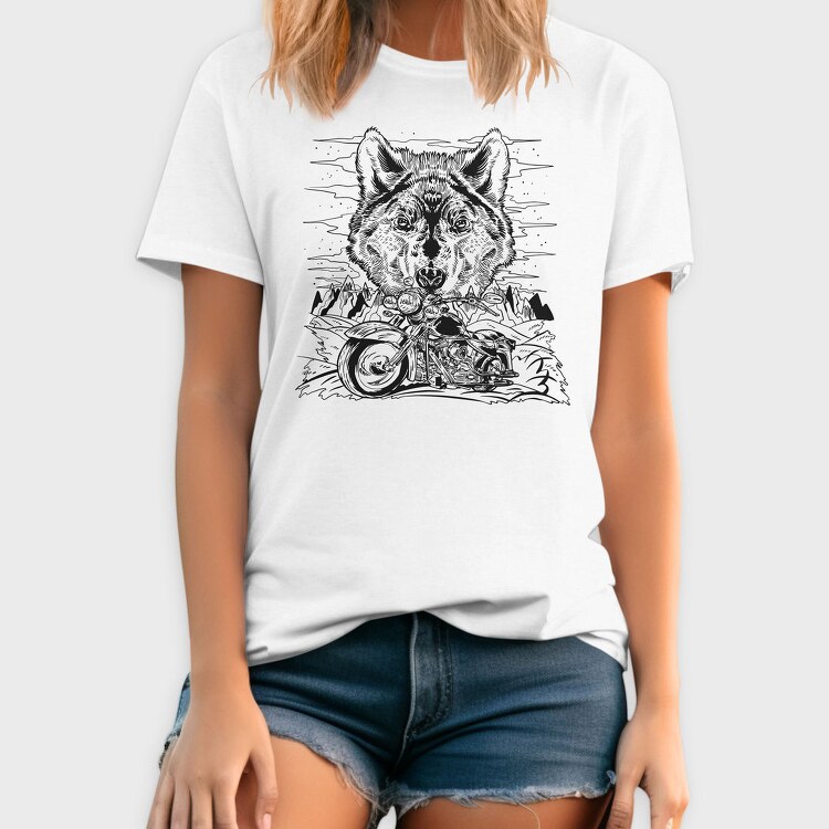 Wolf And Bike, Tricou Barbati (Unisex)
