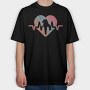 Cat Heartbeat Gradient, Tricou Oversize Barbati (Unisex)
