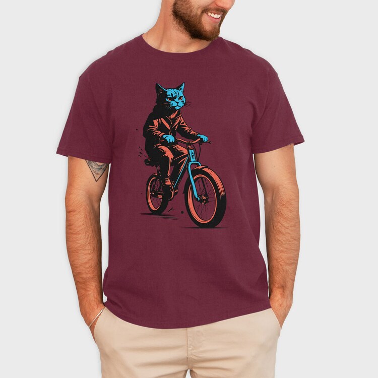 Cat on Bike, Tricou Barbati (Unisex)