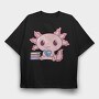Axolotl Reading, Tricou Oversize Barbati (Unisex)