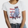 Cat In Skateboard Skate, Tricou Femei