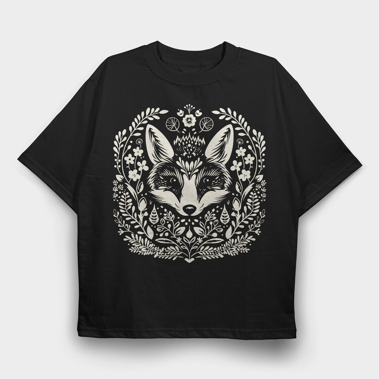 Folksy Fox Lonocut, Tricou Oversize Barbati (Unisex)