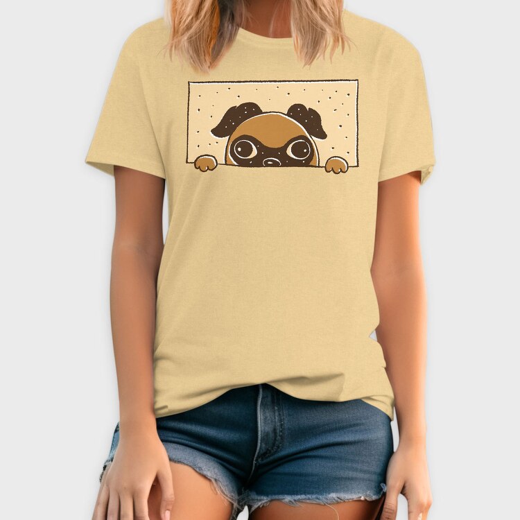 Peeking English Pug, Tricou Barbati (Unisex)
