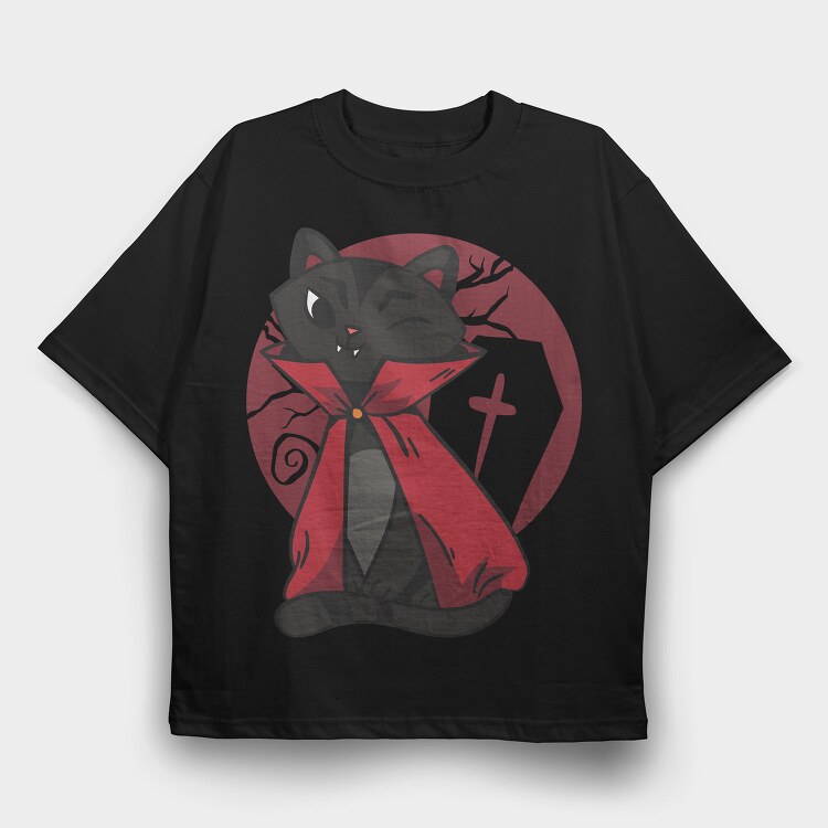Vampire Cat Spooky, Tricou Oversize Barbati (Unisex)