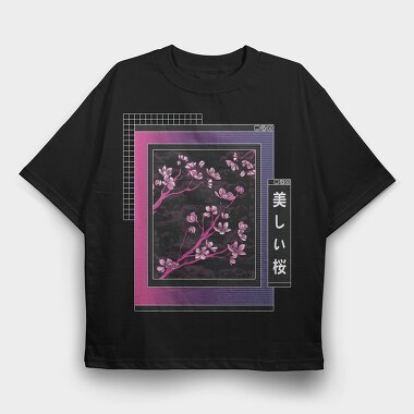 Sakura Tree Vaporwave, Tricou Oversize Barbati (Unisex)