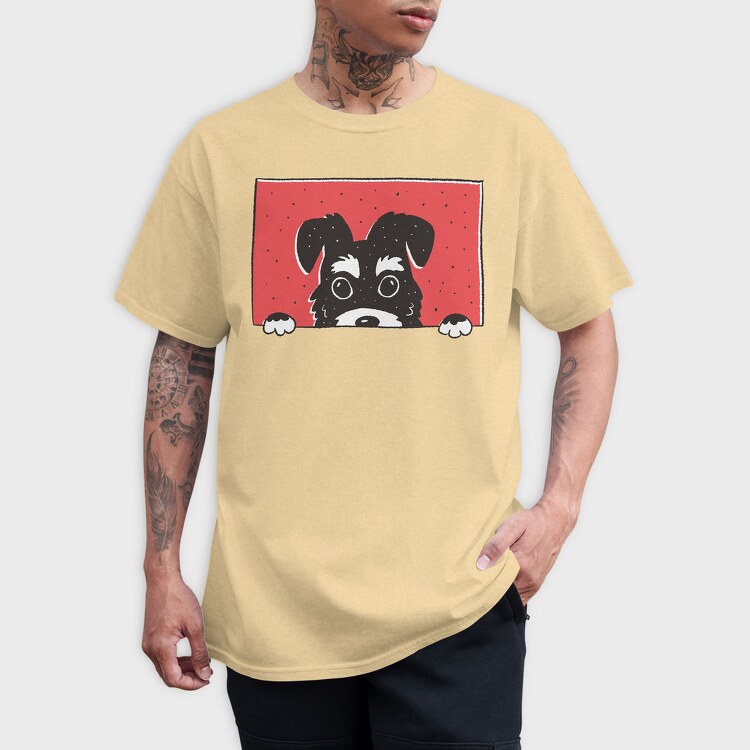 Peeking Schnauzer Dog, Tricou Barbati (Unisex)