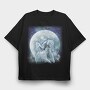 Mystic Horses Full Moon, Tricou Oversize Barbati (Unisex)