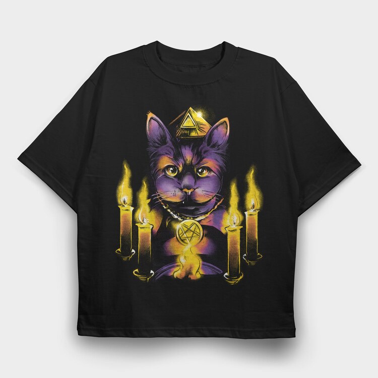Cat Magic Candle Ritual, Tricou Oversize Barbati (Unisex)