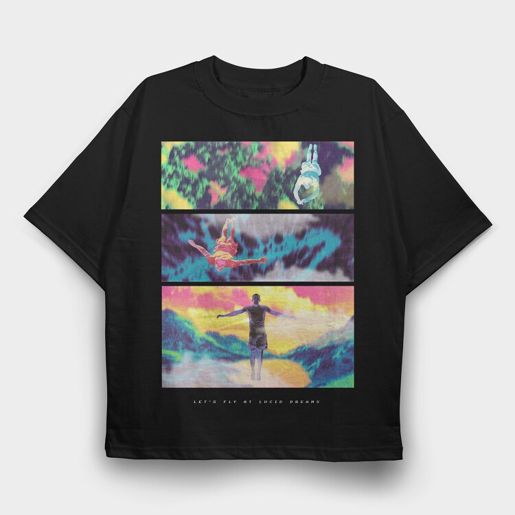 People Flying Psychodelic Lucid, Tricou Oversize Barbati (Unisex)
