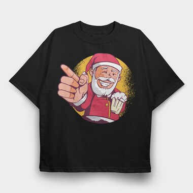 Santa Beer, Tricou Oversize Barbati (Unisex)