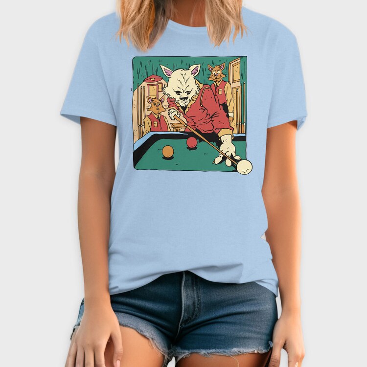 Cat Playing Billiards Biliard, Tricou Barbati (Unisex)