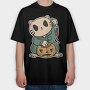 Halloween Cat Lucky, Tricou Oversize Barbati (Unisex)