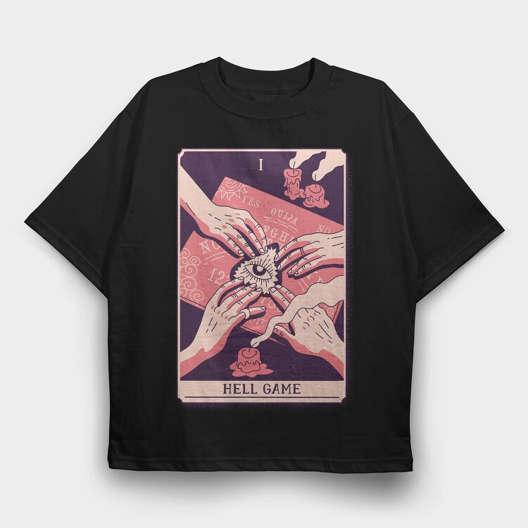 Mystical Tarot Card Hell Game 01, Tricou Oversize Barbati (Unisex)